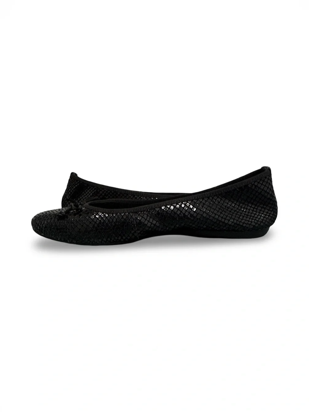 Italian Shoemaker Contesa Black Snake-Texture Leather Ballet Flat Women’s 7